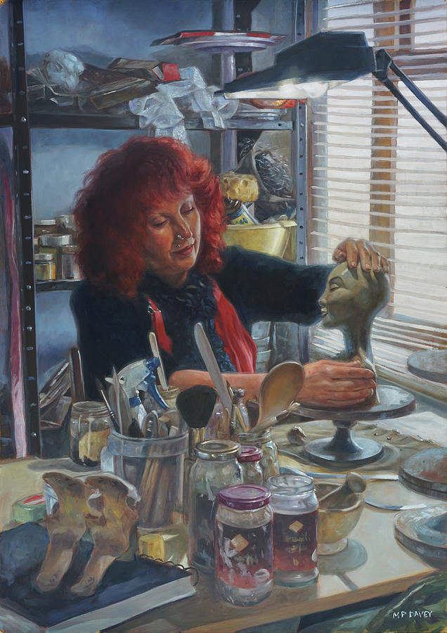 Woman Ceramicist at work in her studio by Martin Davey Woman Ceramicist at work in her studio by Martin Davey