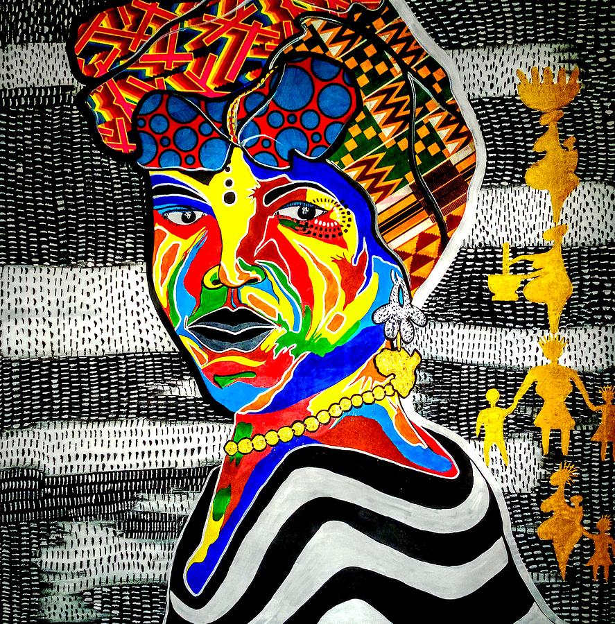 Download Modern Abstract Colorful African Woman Face Wall Decor Canvas Original Painting Woman Portrait Decor Painting By Artist Penntang