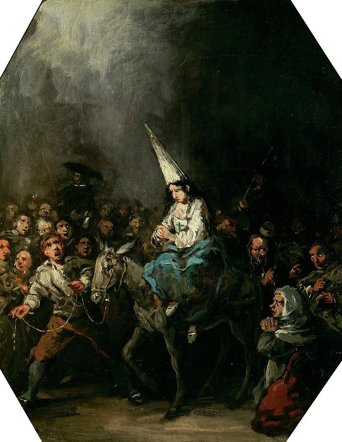 Woman Condemned by the Inquisition, ca. 1860, Spanish School, Oil on... Painting by Eugenio Lucas Velazquez -1817-1870-