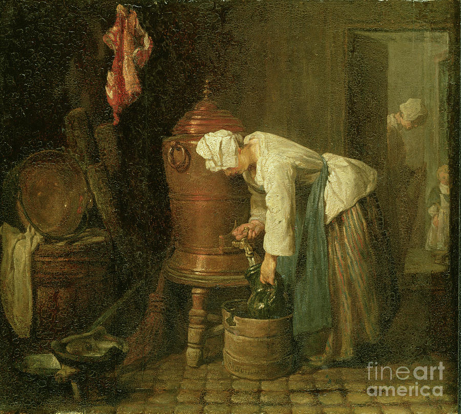 Woman Drawing Water From An Urn, 1733 Painting by Jean-baptiste Simeon Chardin