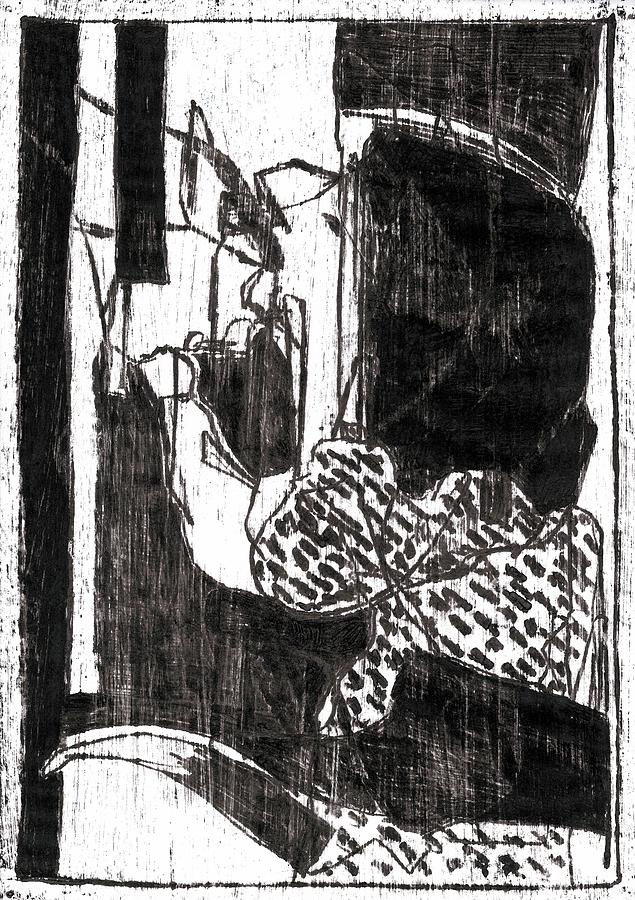 Woman drinking a dog Drawing by Edgeworth Johnstone