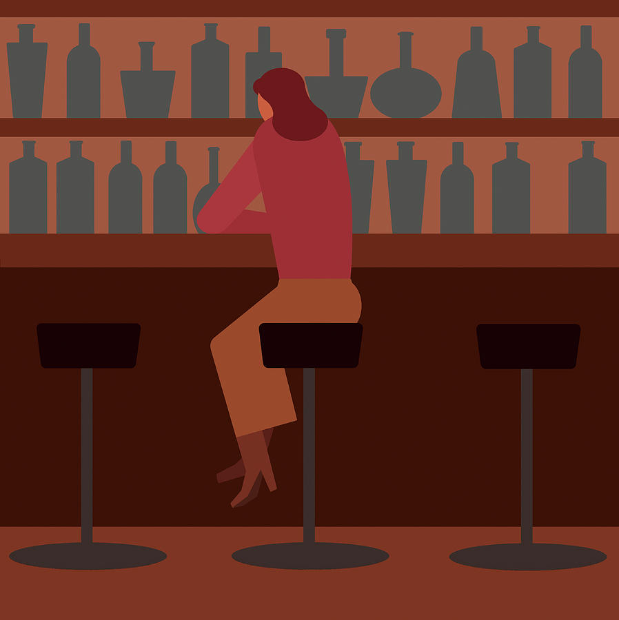 Woman Drinking Alone In Bar Photograph by Ikon Images - Fine Art America