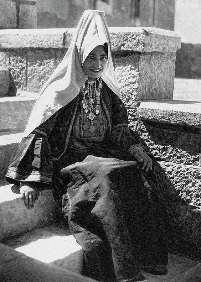Woman from Bethlehem Eearly 20th Century Photograph by Munir Alawi