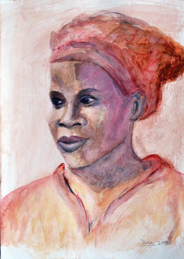 Woman from Johannesburg Painting by Uma Krishnamoorthy