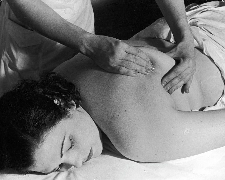 Medicine Photograph - Woman getting a massage at Rose Dor Farm by Alfred Eisenstaedt