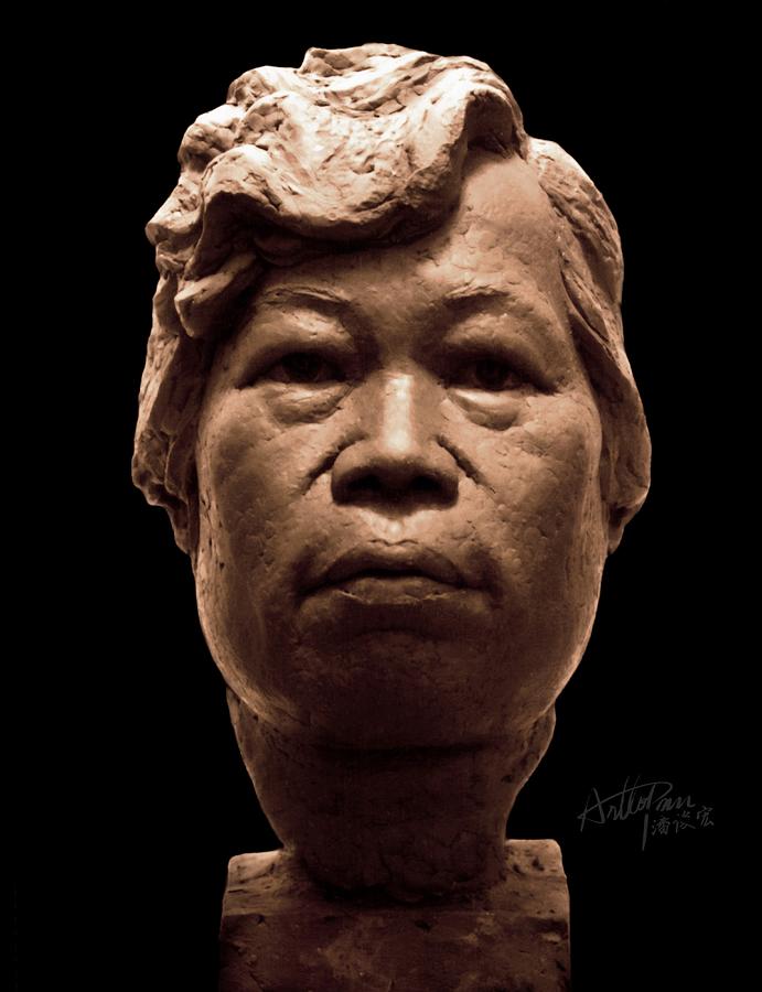 woman head statue-ArtToPan carving- character realistic clay sculpture Sculpture by Artto Pan