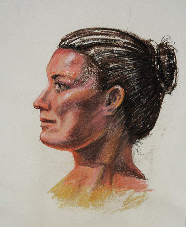 Woman Head Study Pastel Portrait  Painting by Irina Sztukowski