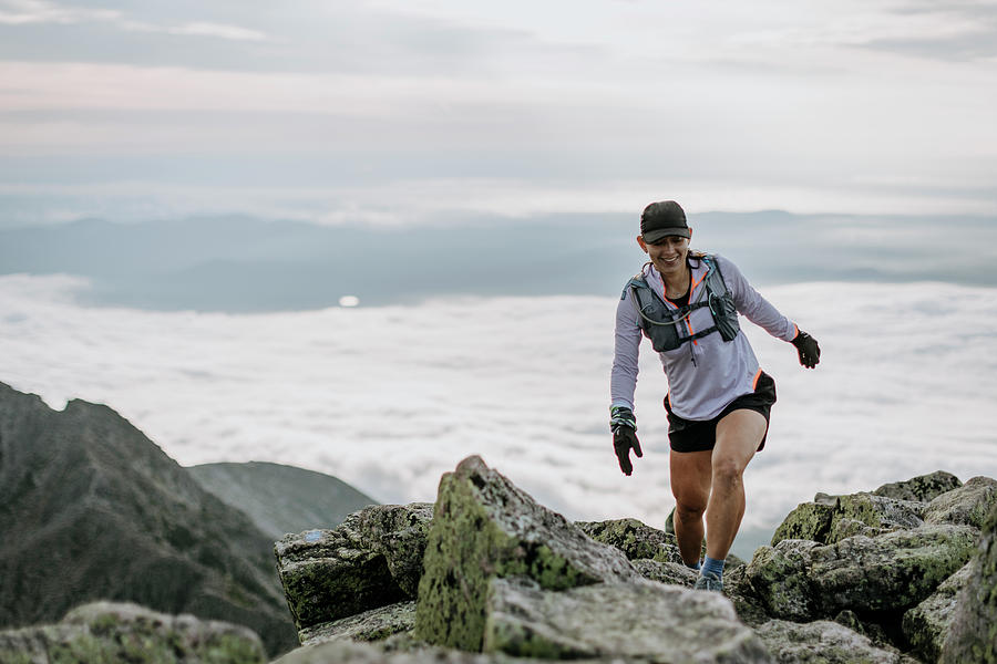 Woman Hiker In Hat Trail Runs Along Rocky Mount Katahdin, Maine Photograph by Cavan Images / Chris Bennett Woman Hiker In Hat Trail Runs Along Rocky Mount Katahdin, Maine Photograph by Cavan Images / Chris Bennett