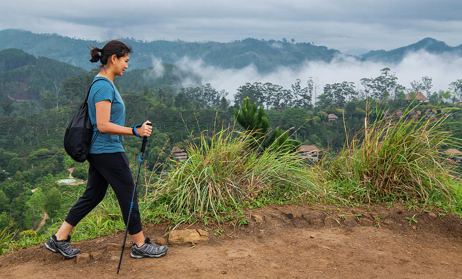 Woman Hiking To The Top Of Adma's Peak Close To Ella In Sri Lanka ...