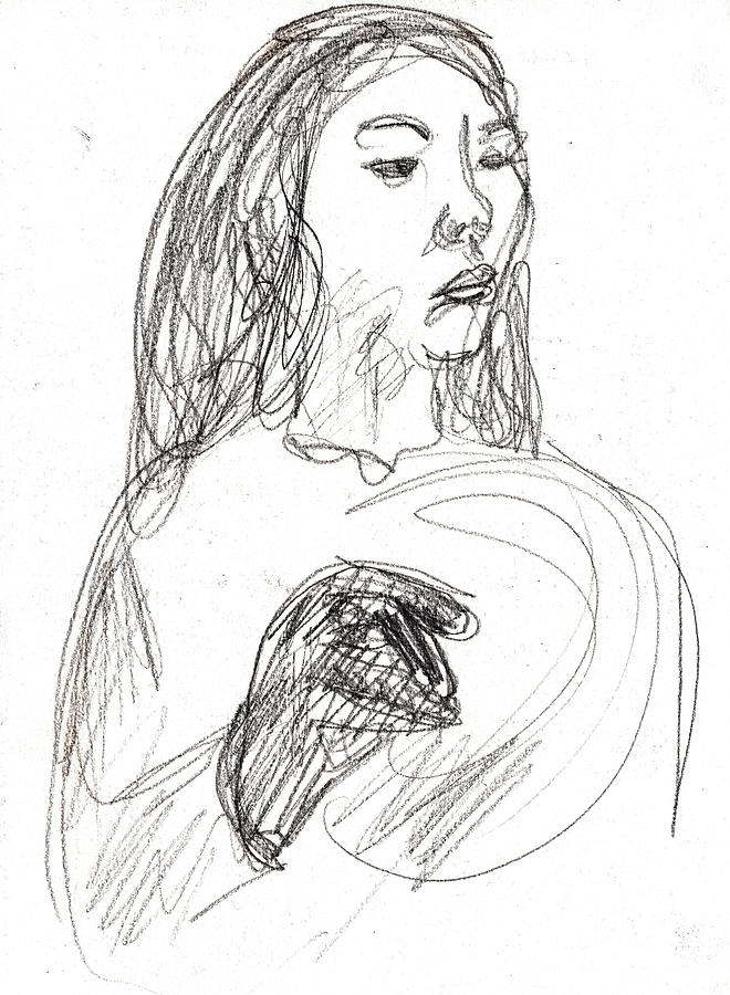 Woman holding a hat Drawing by Edgeworth Johnstone