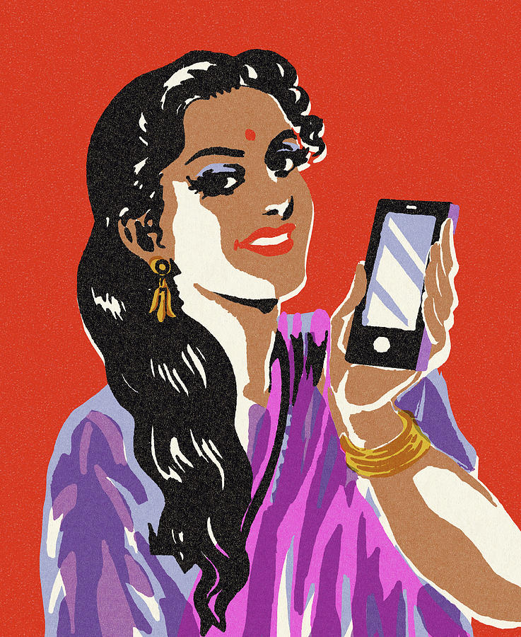 Device Drawing - Woman Holding a Smartphone by CSA Images