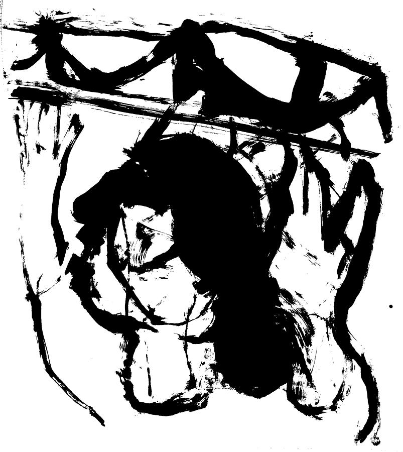 Woman holding up a bridge Drawing by Edgeworth Johnstone