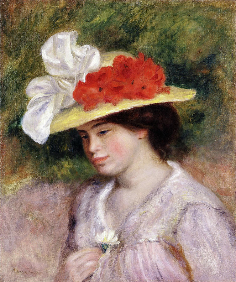 Paris Painting - Woman in a Flowered Hat - Digital Remastered Edition by Pierre-Auguste Renoir