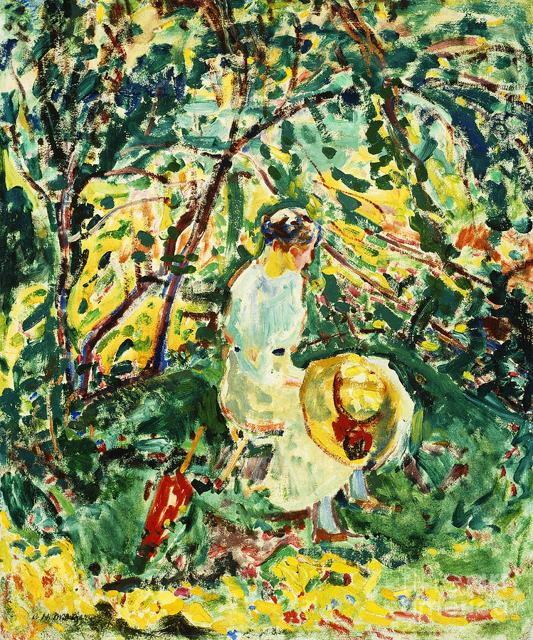 Woman In A Garden, C.1907 Painting by Alfred Henry Maurer