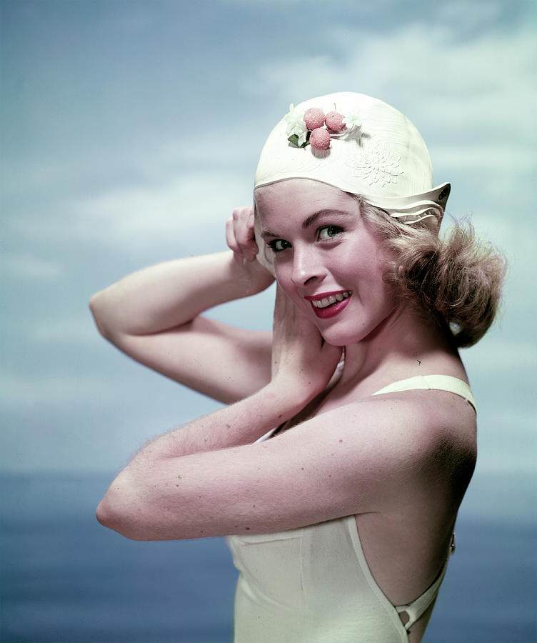 Woman In A Swim Cap Photograph by Tom Kelley Archive