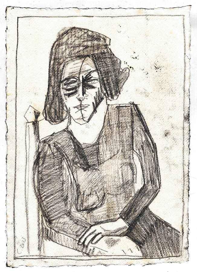 Woman in an Armchair Pencil Drawing by Edgeworth Johnstone