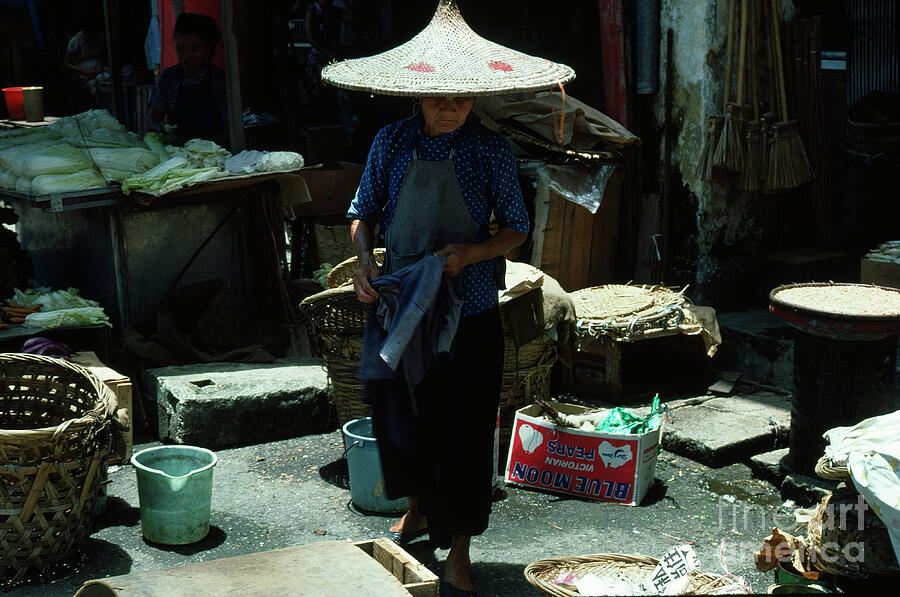 Woman In Bamboo Hat, Singapore, 1977 Photo Photograph by Unknown