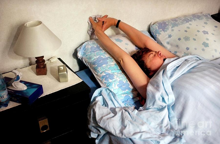 Woman In Bed Yawning Photograph by Jimmy Kets/reporters/science Photo Library