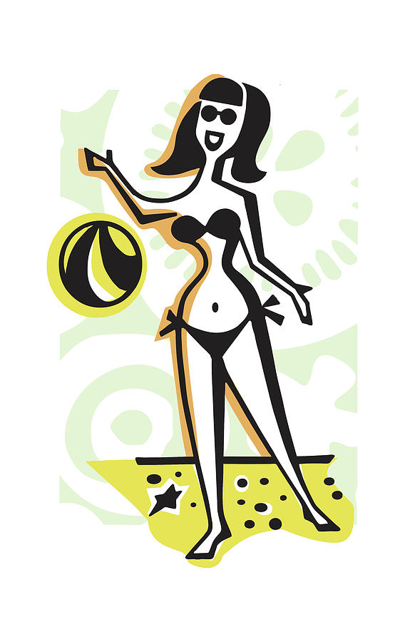 Summer Drawing - Woman in Bikini on Beach by CSA Images