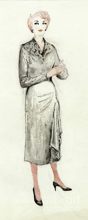 Woman In Black Dress Drawing by Heritage Images