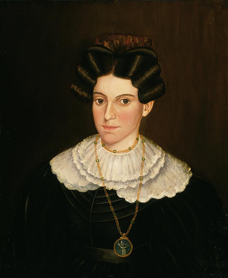 Woman In Black Dress Painting by M. W. Hopkins Woman In Black Dress Painting by M. W. Hopkins