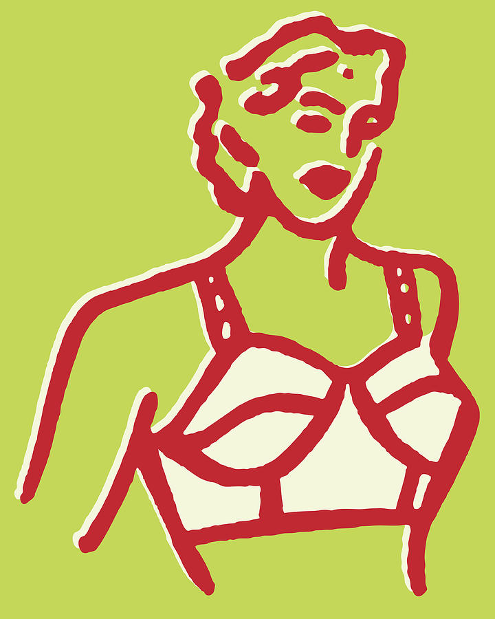 Vintage Drawing - Woman in Brassiere by CSA Images