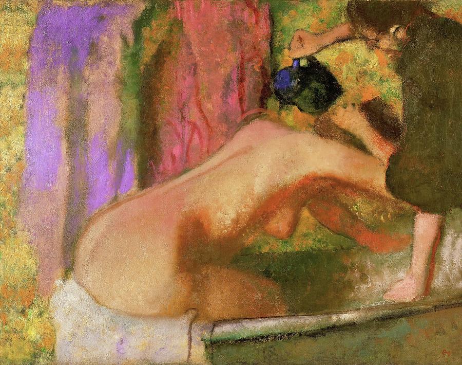 Woman in her bath  Oil on canvas, 1895. Painting by Edgar Degas -1834-1917-
