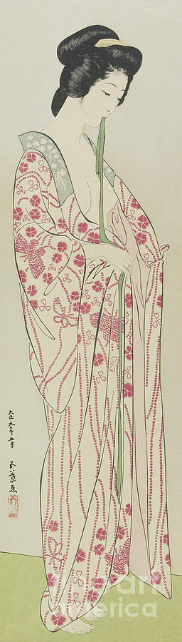Woman in Kimono Undergarment, May 1920 by Hashiguchi Painting by Hashiguchi