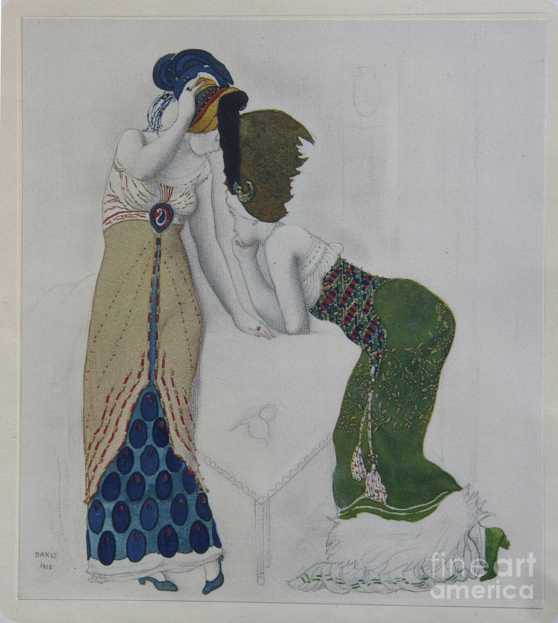 Woman In Oriental Dress, 1910. Artist Drawing by Heritage Images