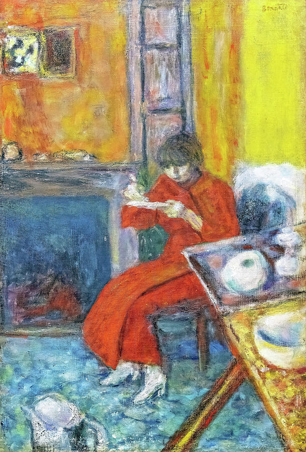 Woman in red bathrobe - Digital Remastered Edition Painting by Pierre ...