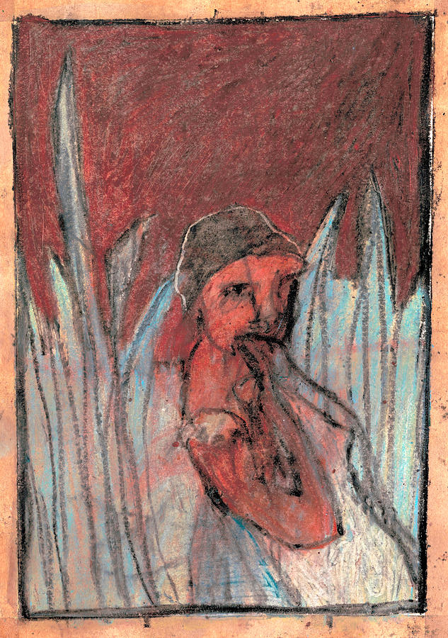 Woman in reeds Drawing by Edgeworth Johnstone