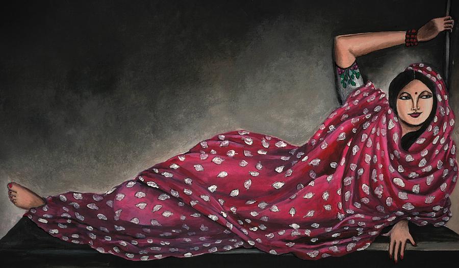 Woman in sari #1 Painting by Tara Krishna