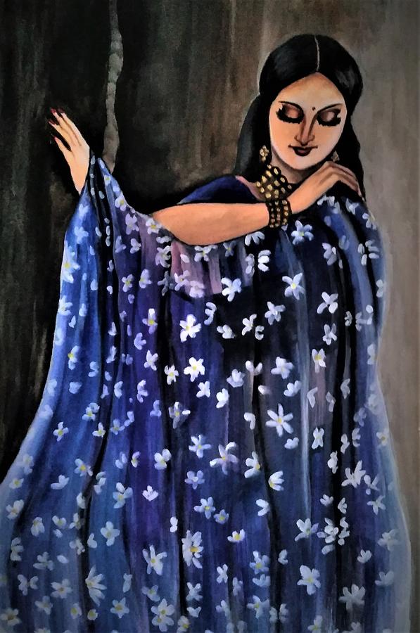 Woman in Sari Painting by Tara Krishna