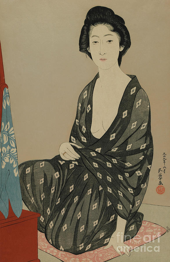 Woman in Summer Dress, Taisho era, June 1920 Painting by Goyo Hashiguchi