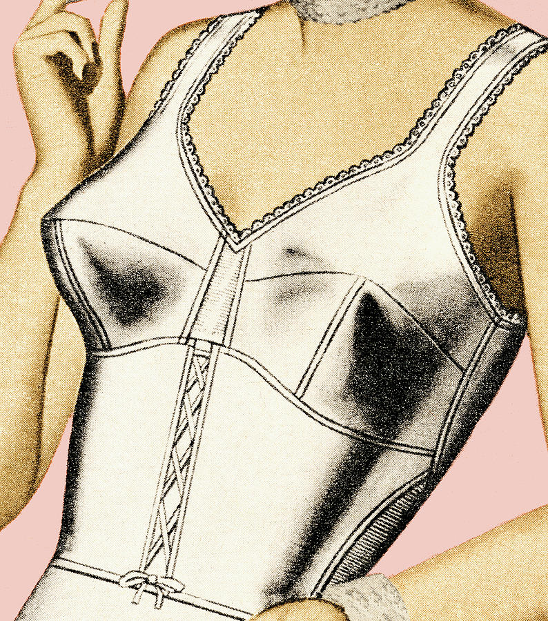Vintage Drawing - Woman in Undergarments by CSA Images