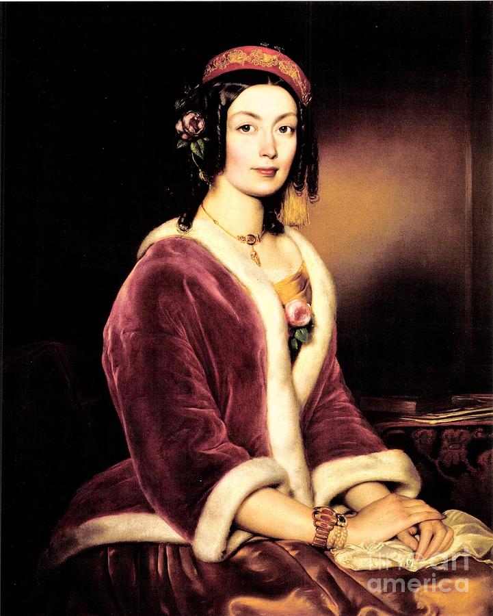 Woman in velvet pelisse Painting by Thea Recuerdo