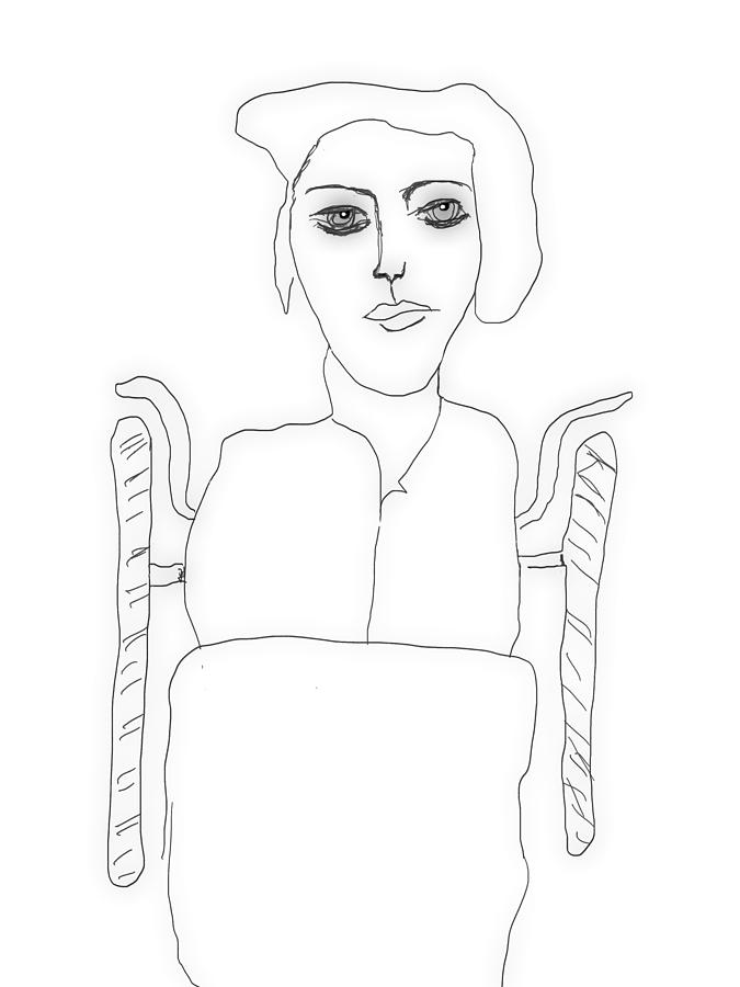 Abstract Drawing - Woman in Wheelchair by Bill Owen