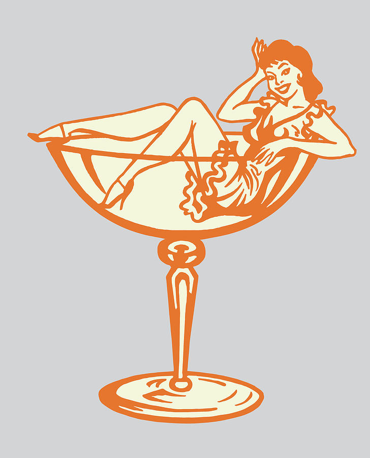 Las Vegas Drawing - Woman Inside Cocktail Glass by CSA Images