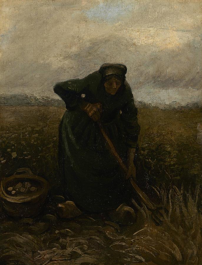Woman Lifting Potatoes. Painting by Vincent van Gogh -1853-1890-