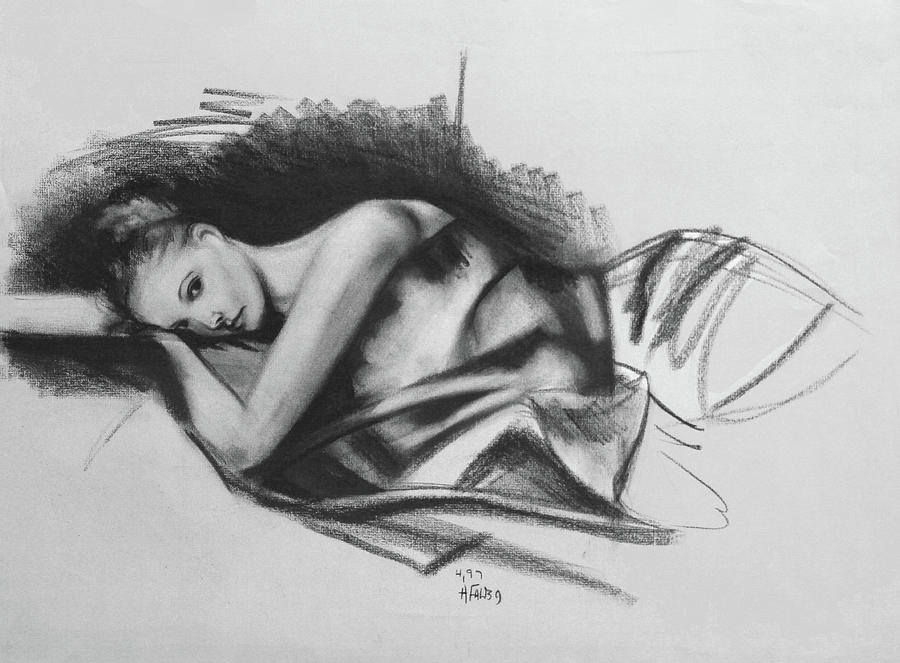 Nude Drawing - Woman Lying Down by Anthony Falbo