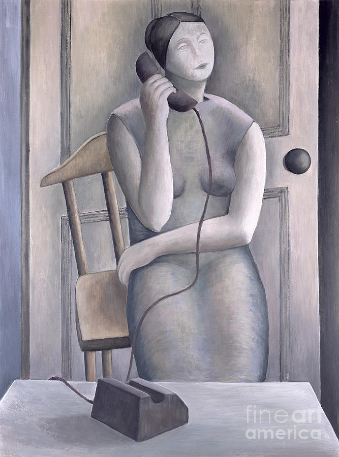 Woman On Phone, 1995 Painting by Ruth Addinall