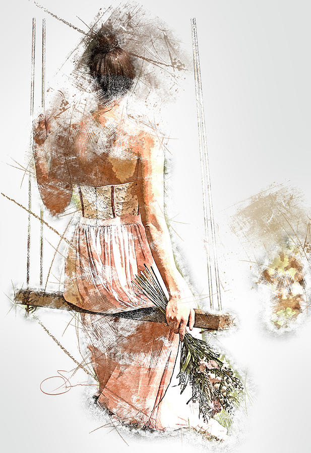 Nature Digital Art - Woman on Swing by Rob Smiths