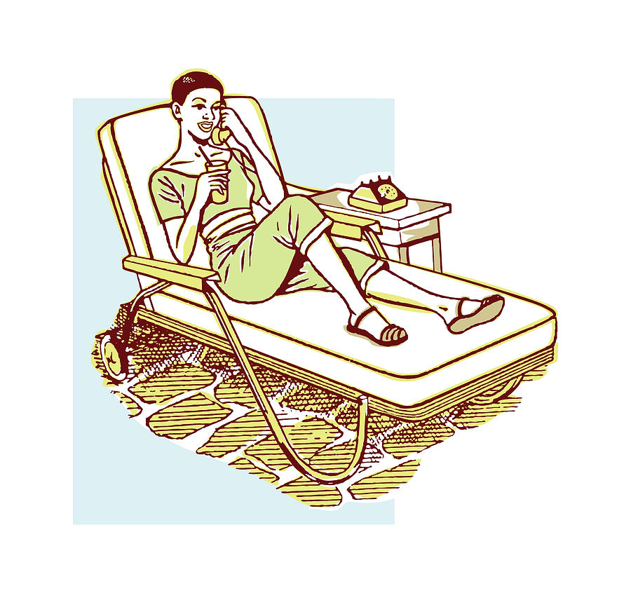 Davenport Drawing - Woman on Telephone on Patio Chair by CSA Images