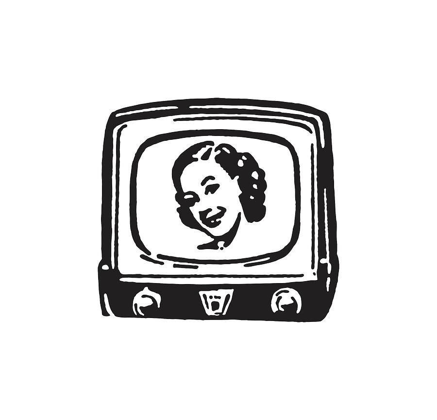 Woman On Television Screen Drawing By Csa Images - Fine Art America