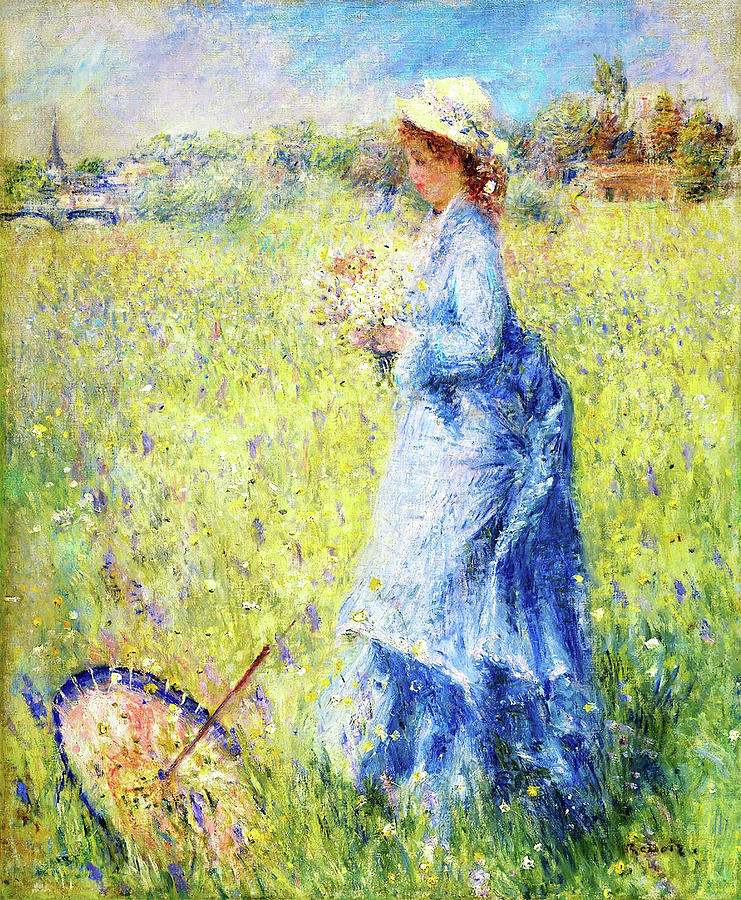 Pierre-auguste Renoir Painting - Woman Picking Flowers - Digital Remastered Edition by Pierre-Auguste Renoir Pierre-auguste Renoir Painting - Woman Picking Flowers - Digital Remastered Edition by Pierre-Auguste Renoir
