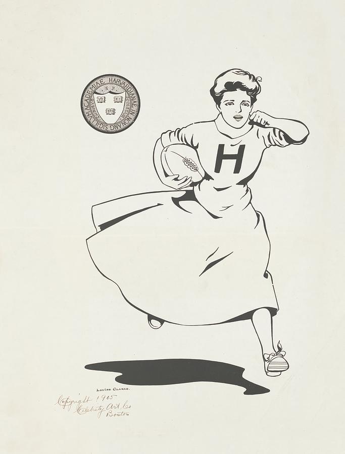 Woman Playing Football, Harvard University Painting by Louise Clarke