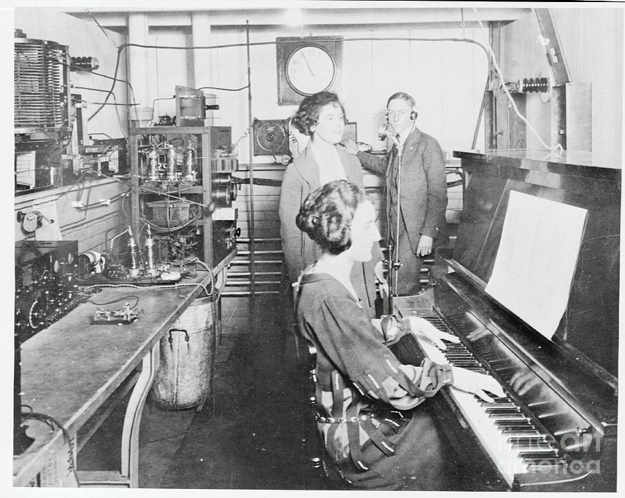 Woman Playing Piano For Radio Broadcast Photograph by Bettmann