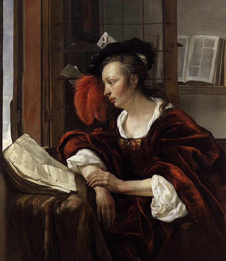 Gabriel Metsu Painting - Woman Reading a Book by a Window by Gabriel Metsu