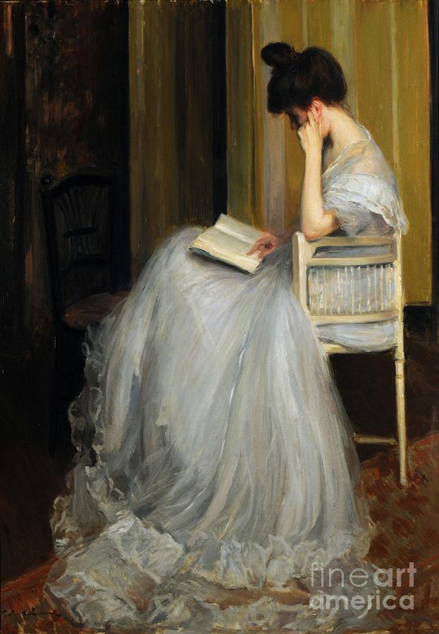 Portrait Painting - Woman Reading by Jacques Emile Blanche