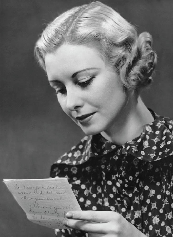 Woman Reading Letter Photograph by George Marks